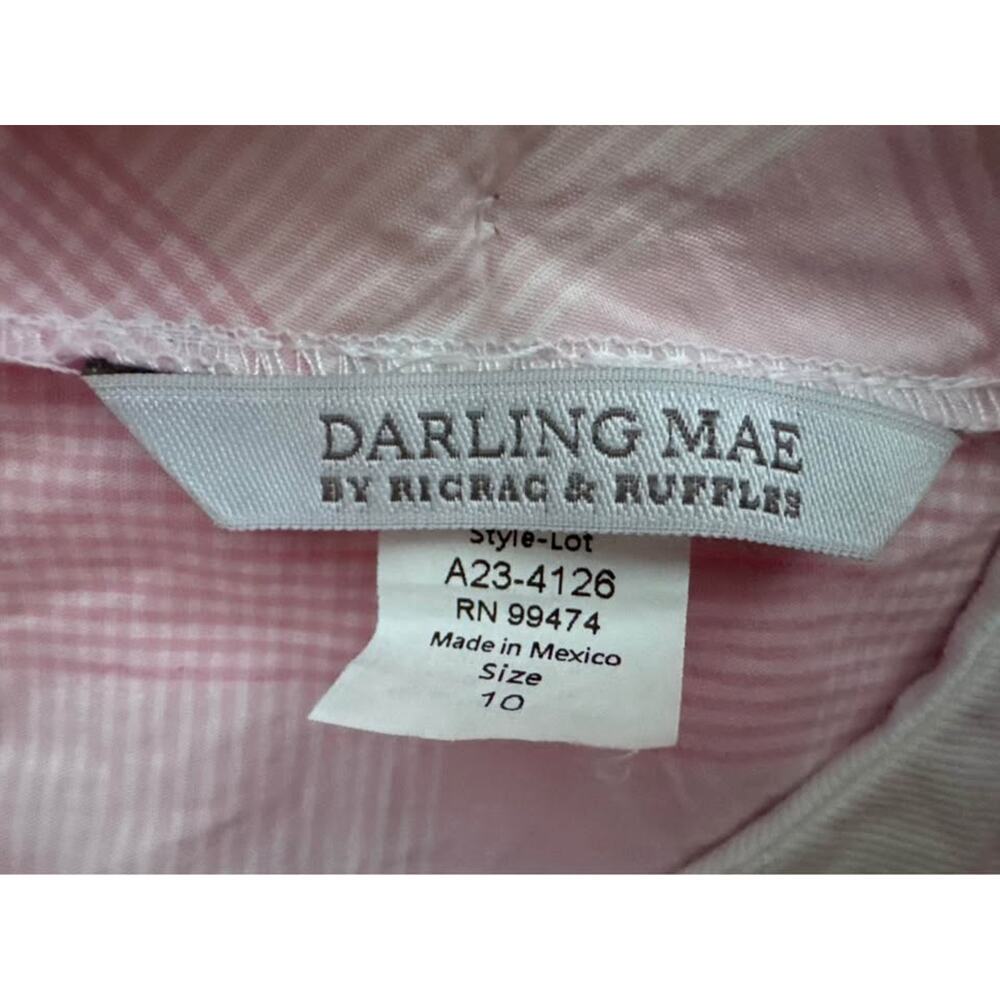 Darling Mae Ricrac & Ruffles Size 10 Mary Ann Pink White Plaid Gingham Dress - Picture 8 of 9